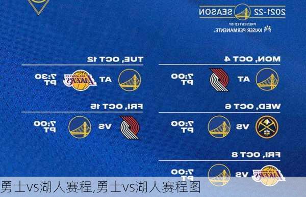 勇士vs湖人赛程,勇士vs湖人赛程图