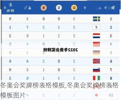 冬奥会奖牌榜表格模板,冬奥会奖牌榜表格模板图片
