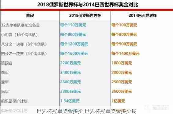 世界杯冠军奖金多少,世界杯冠军奖金多少钱